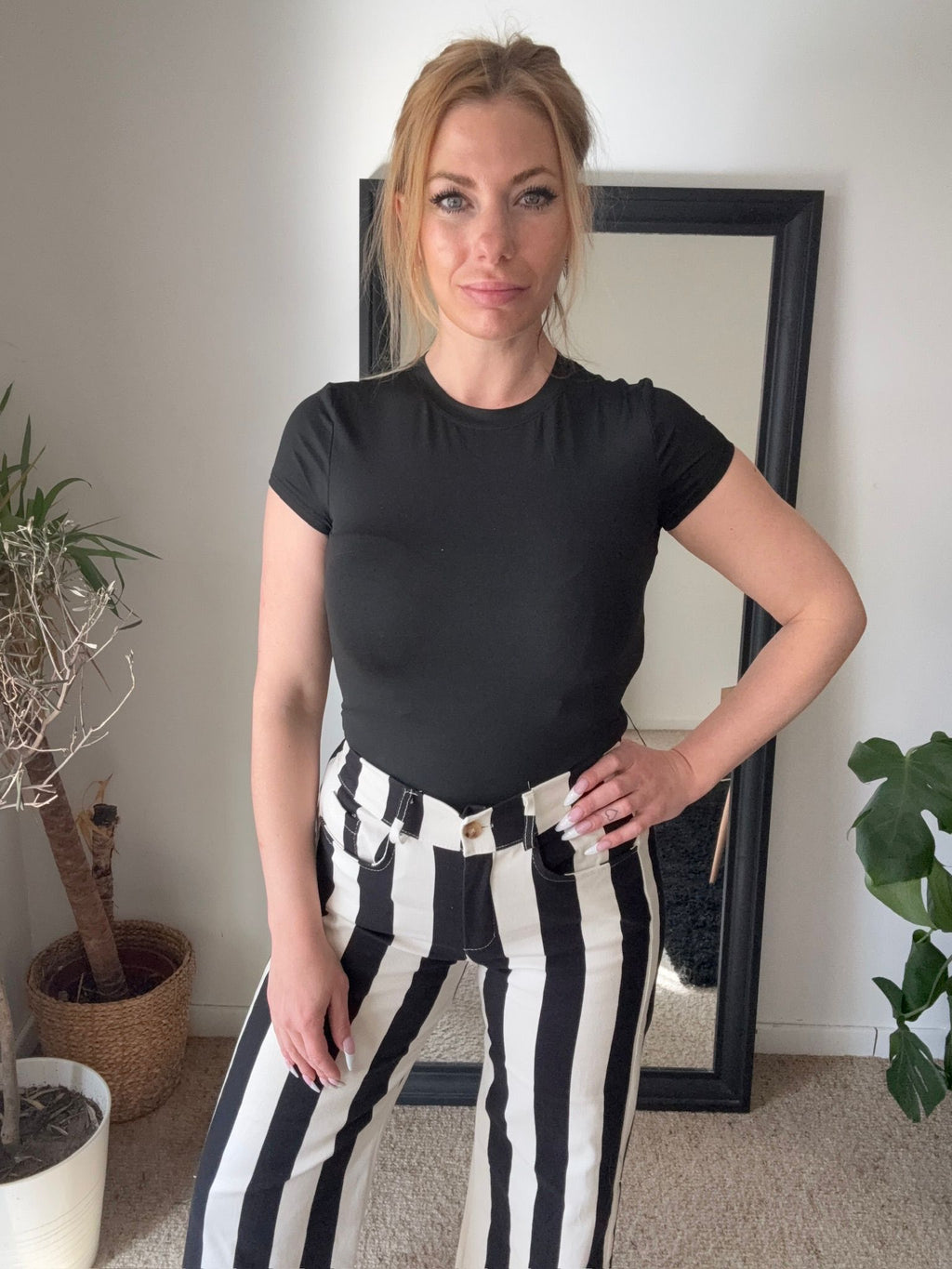 Gestreepte broek zwart-wit