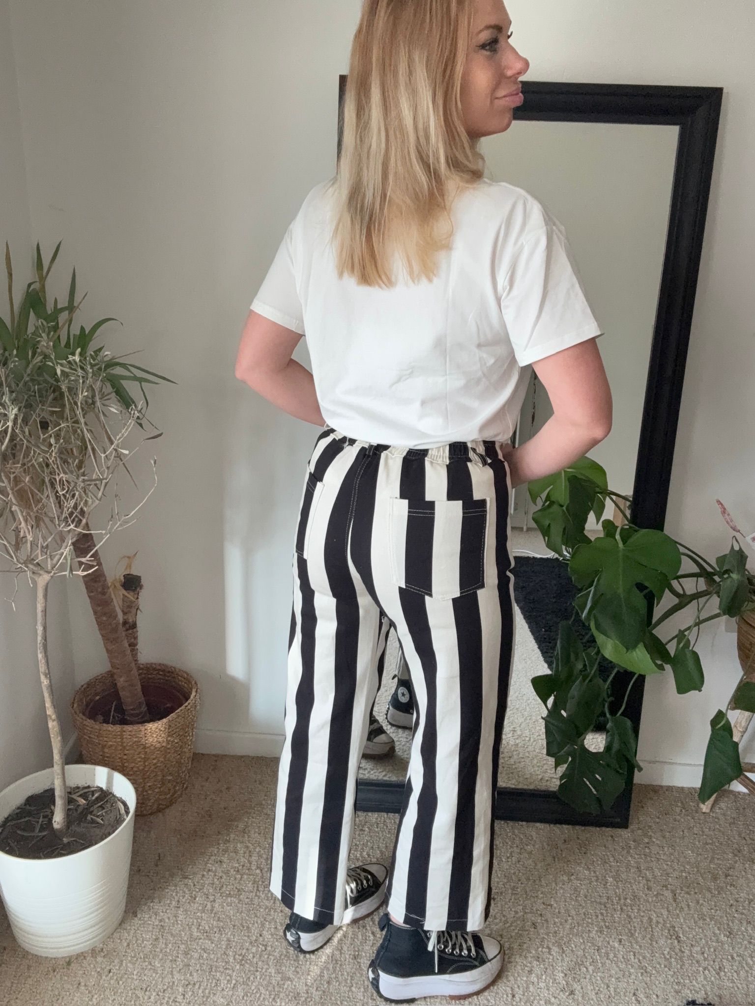 Gestreepte broek zwart-wit