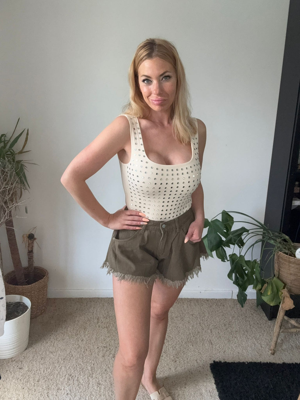 Khaki Denim Short