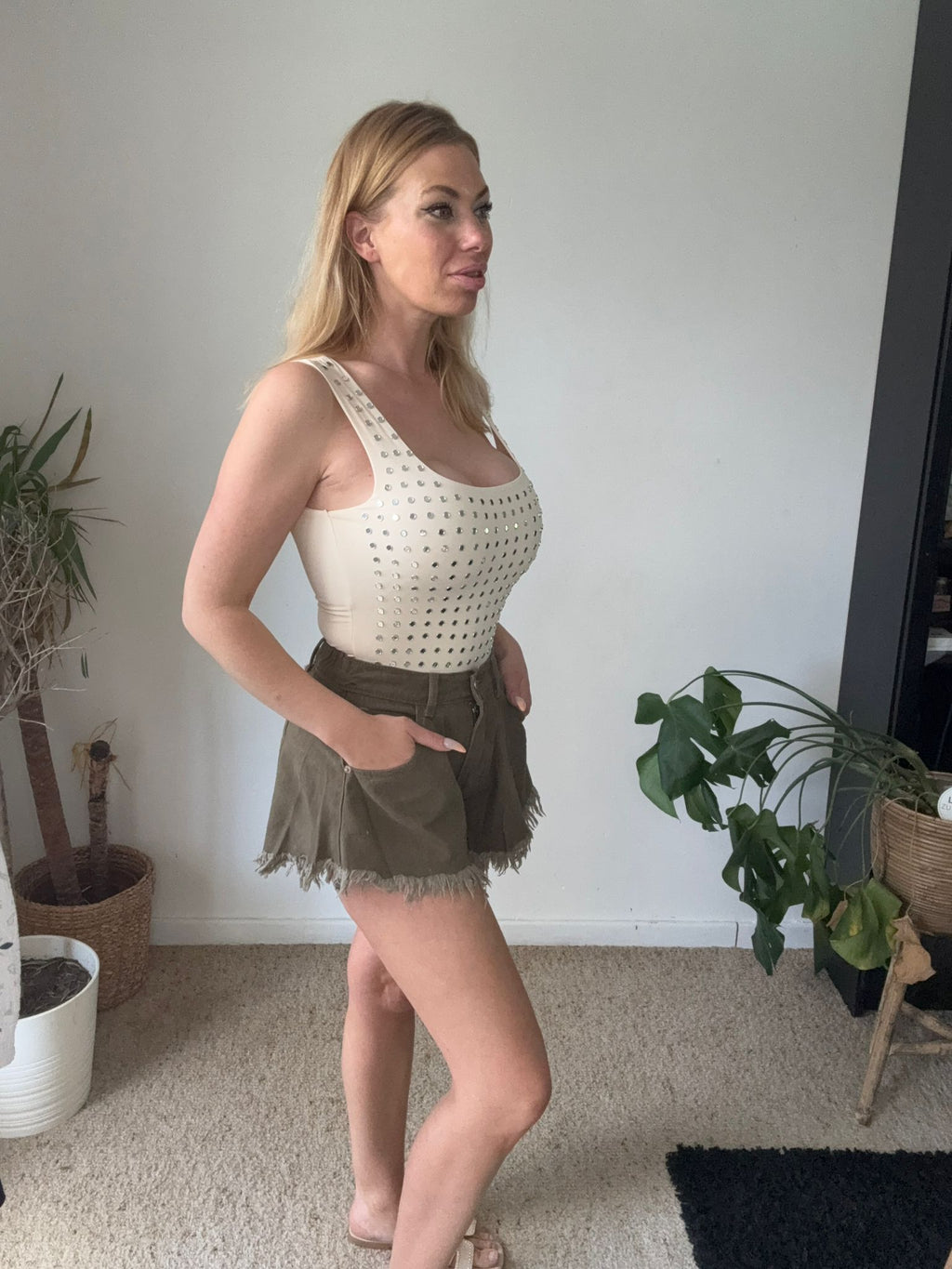 Khaki Denim Short