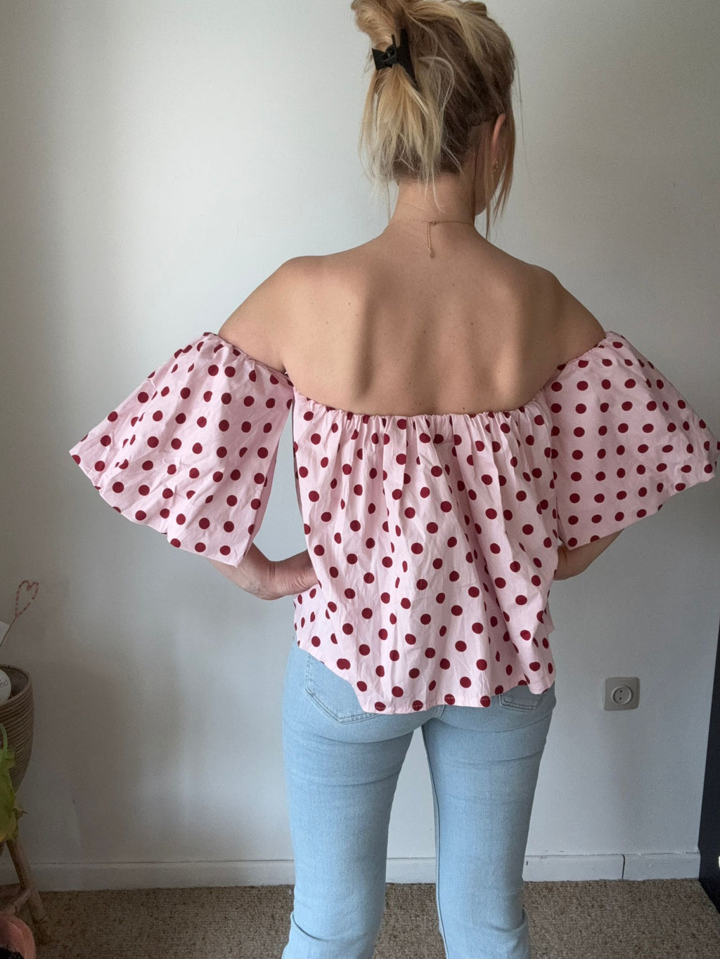 Polka Dot Off Shoulder Top