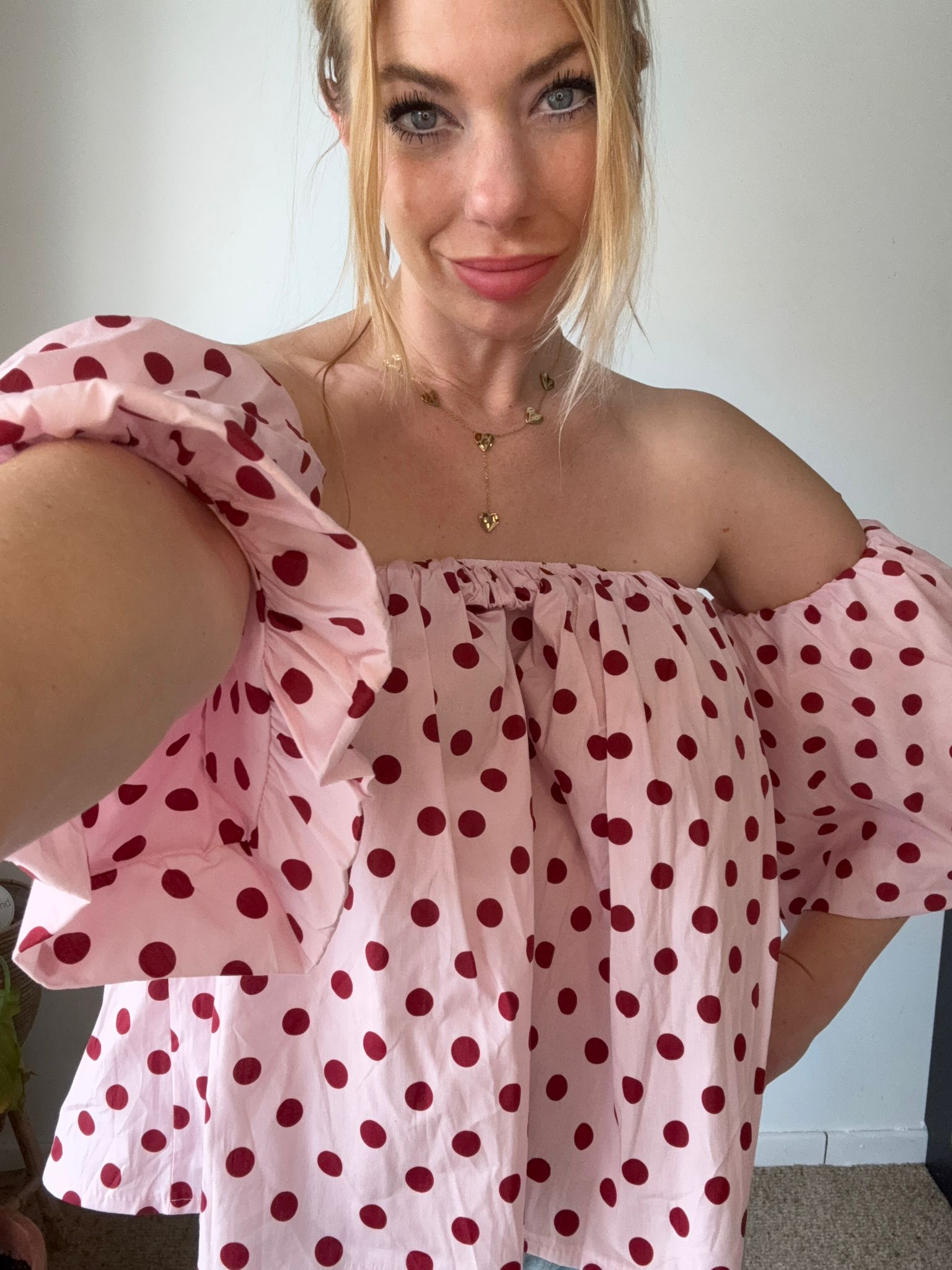 Polka Dot Off Shoulder Top