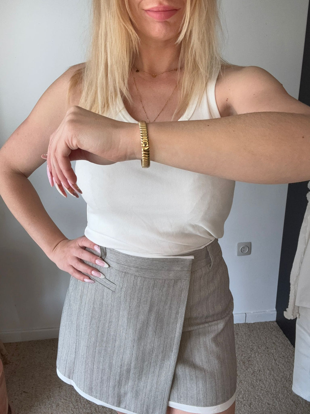 Gold Ribbed Bangle