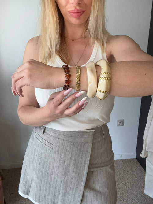 Amber Heart Beaded Bracelet