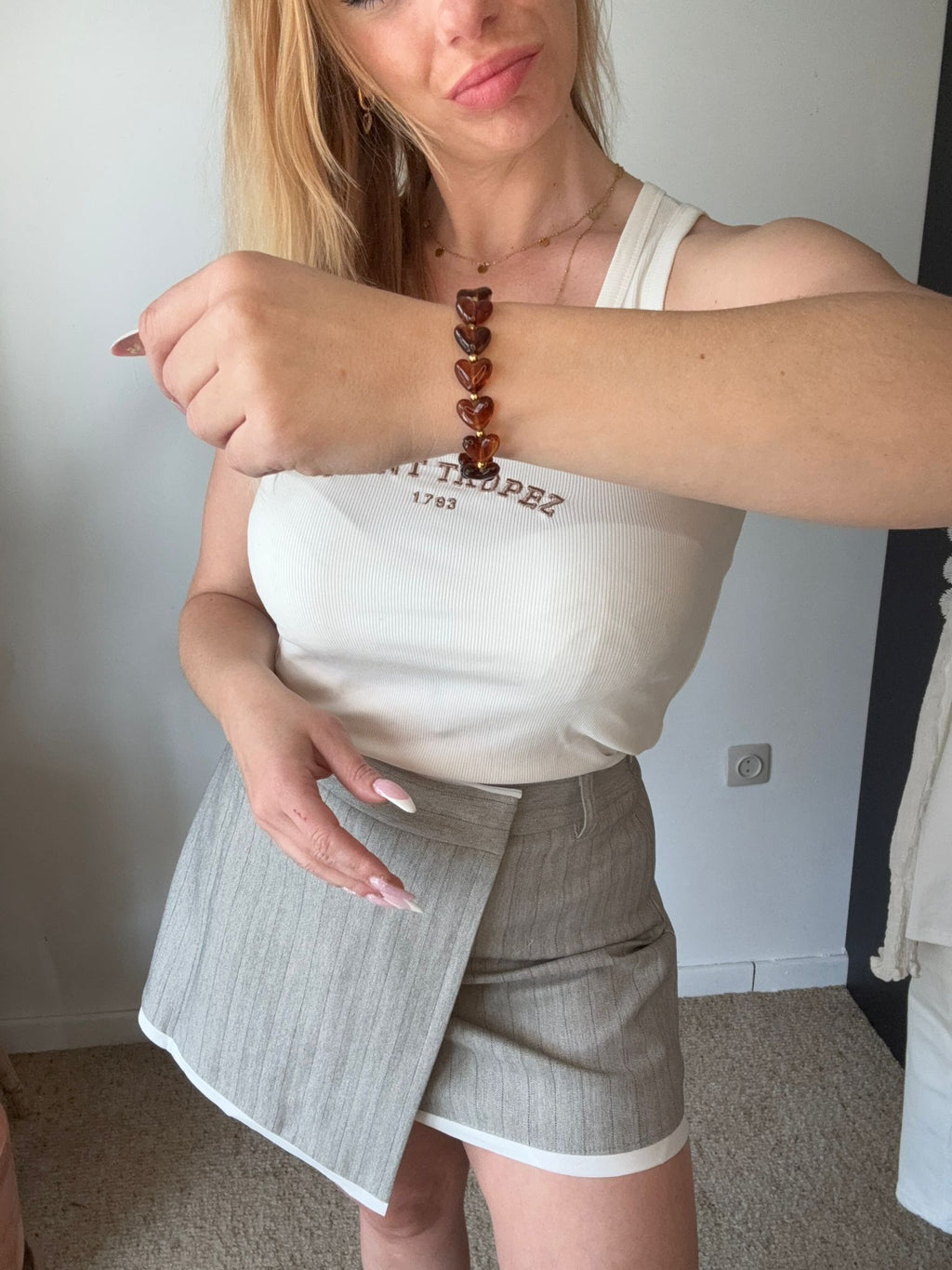 Amber Heart Beaded Bracelet