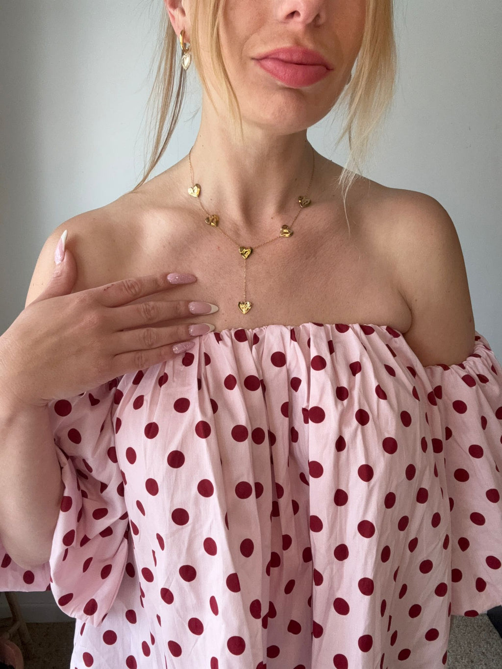 Gold Multi Heart Lariat Necklace