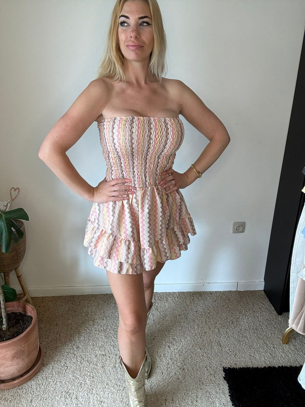 Zigzag Strapless Playsuit