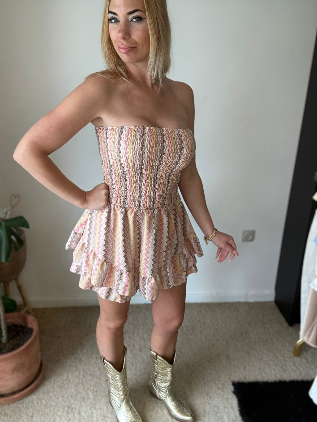Zigzag Strapless Playsuit