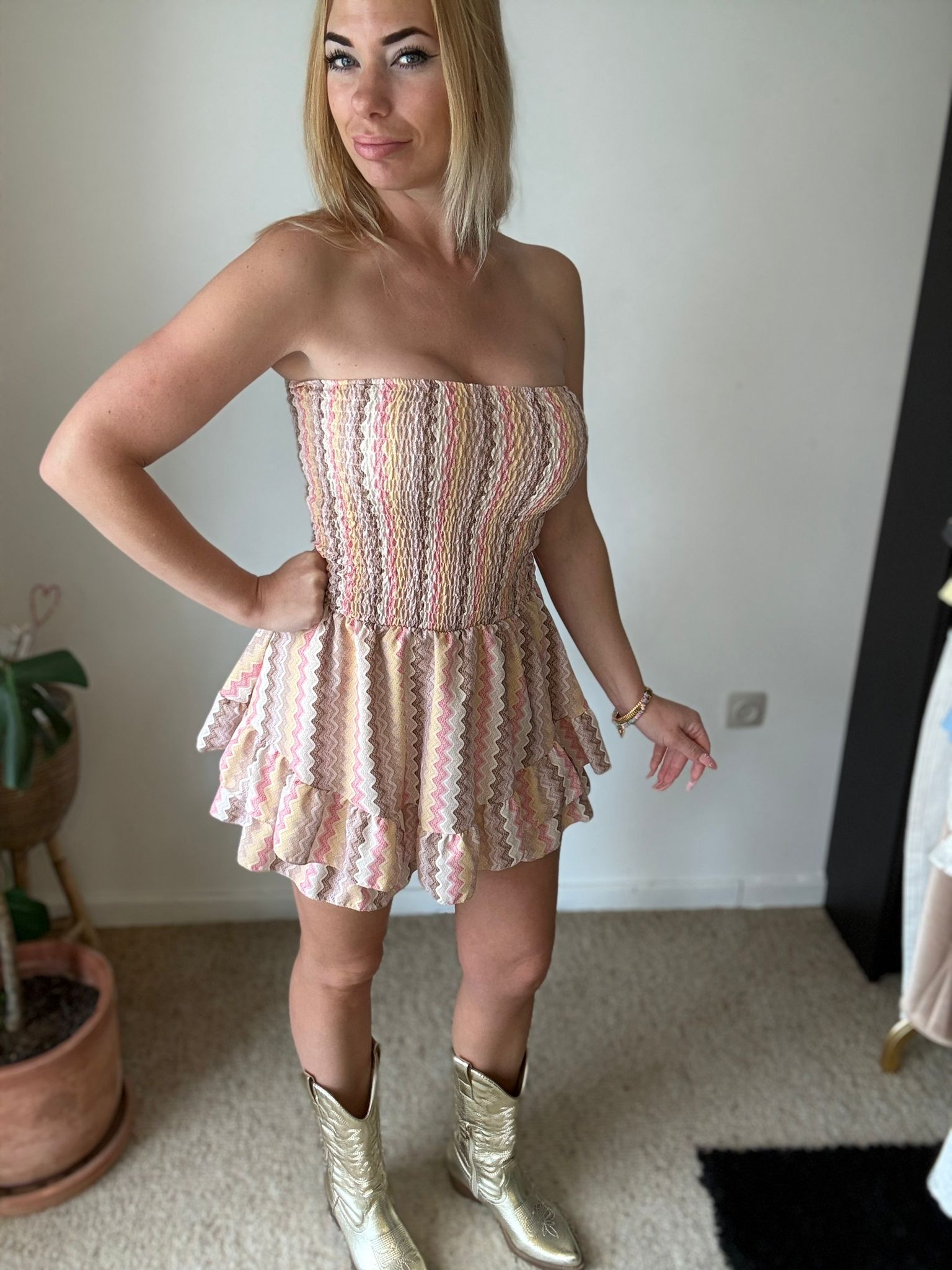 Zigzag Strapless Playsuit