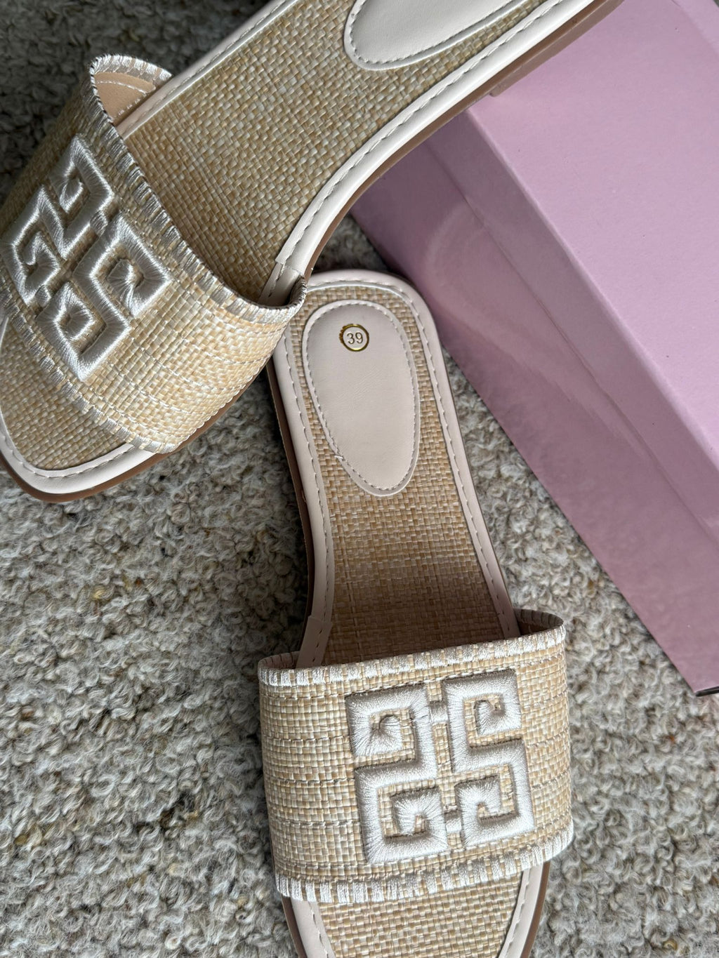 Raffia Logo Slippers