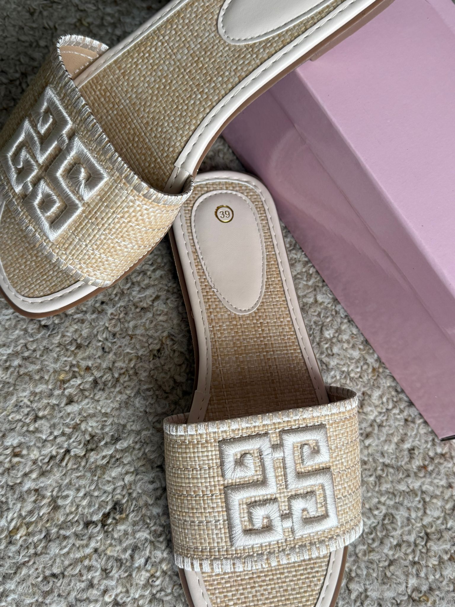 Raffia Logo Slippers