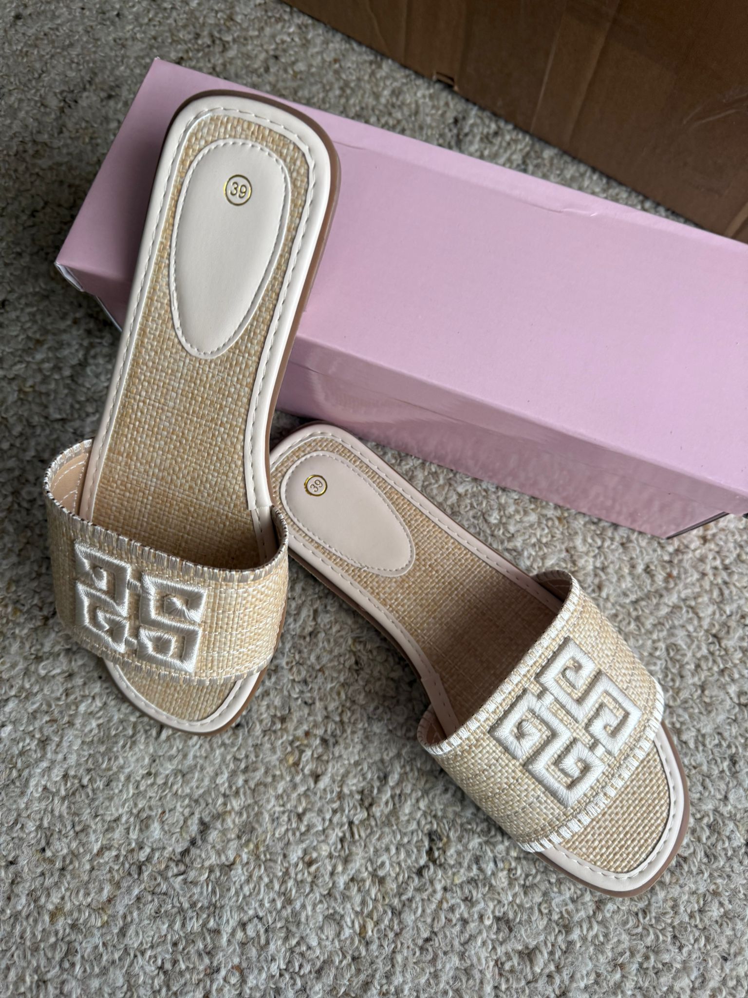 Raffia Logo Slippers