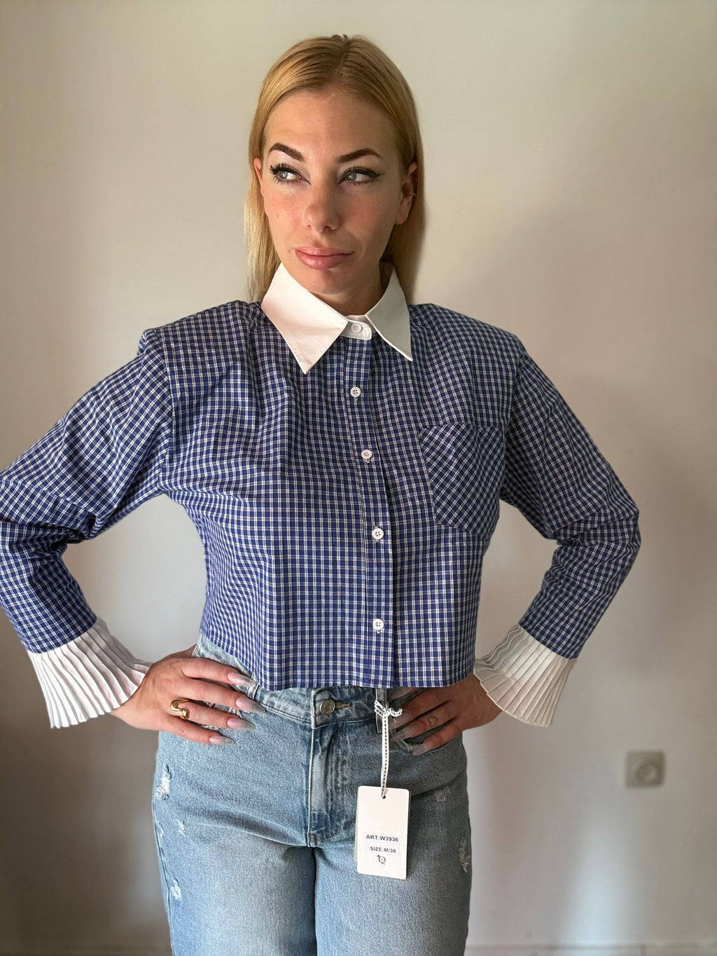 Gingham Crop Blouse