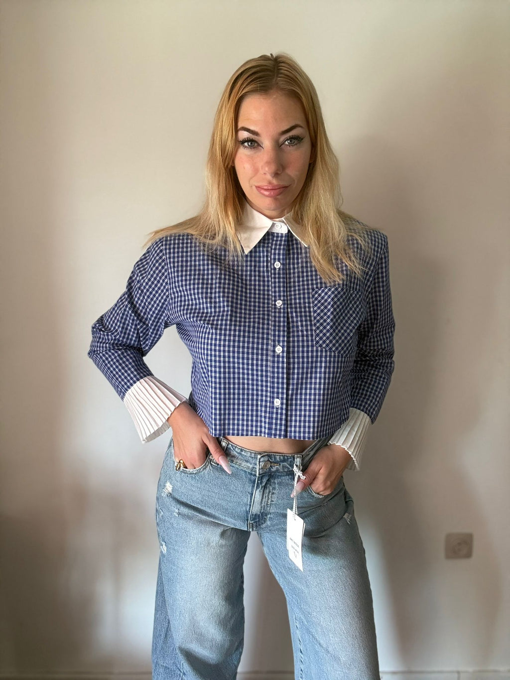 Gingham Crop Blouse