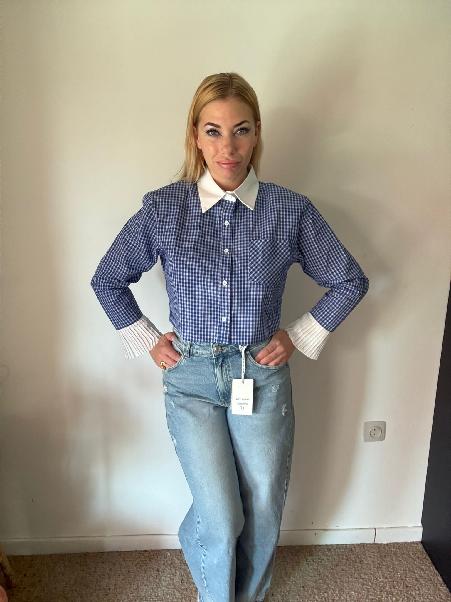 Gingham Crop Blouse