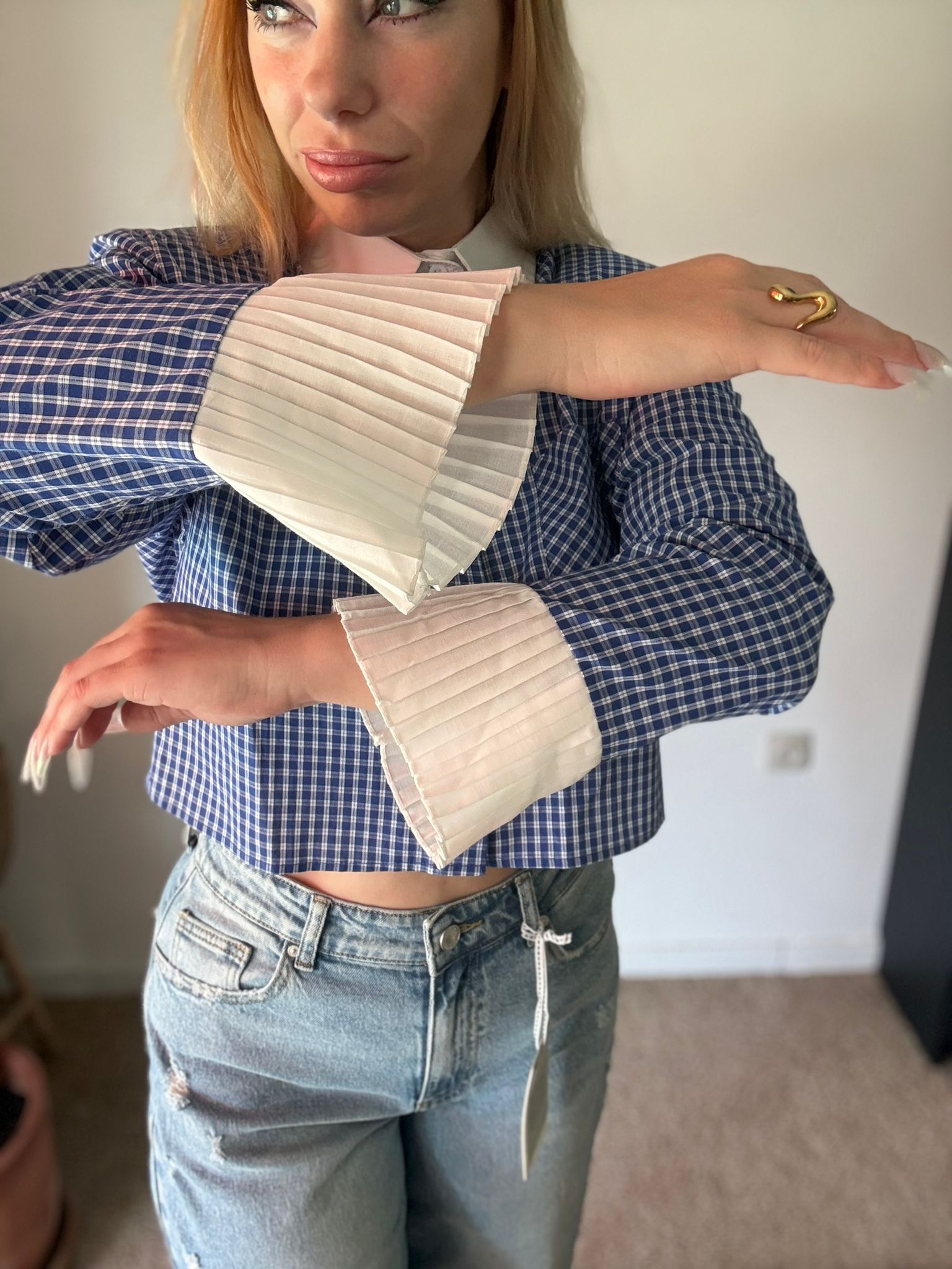 Gingham Crop Blouse
