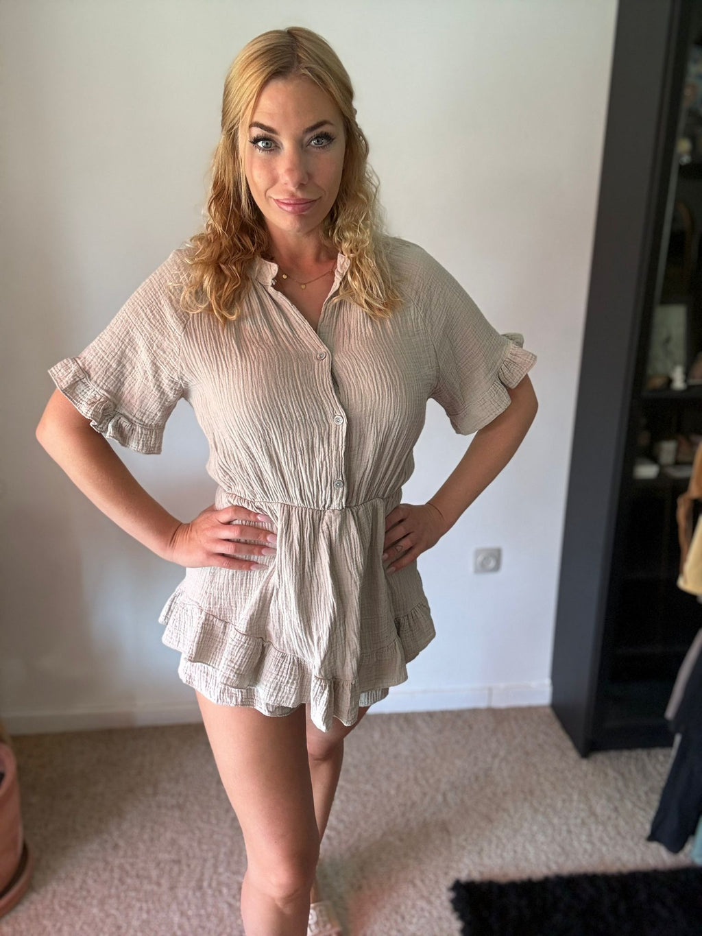 Taupe Playsuit voorkant 2