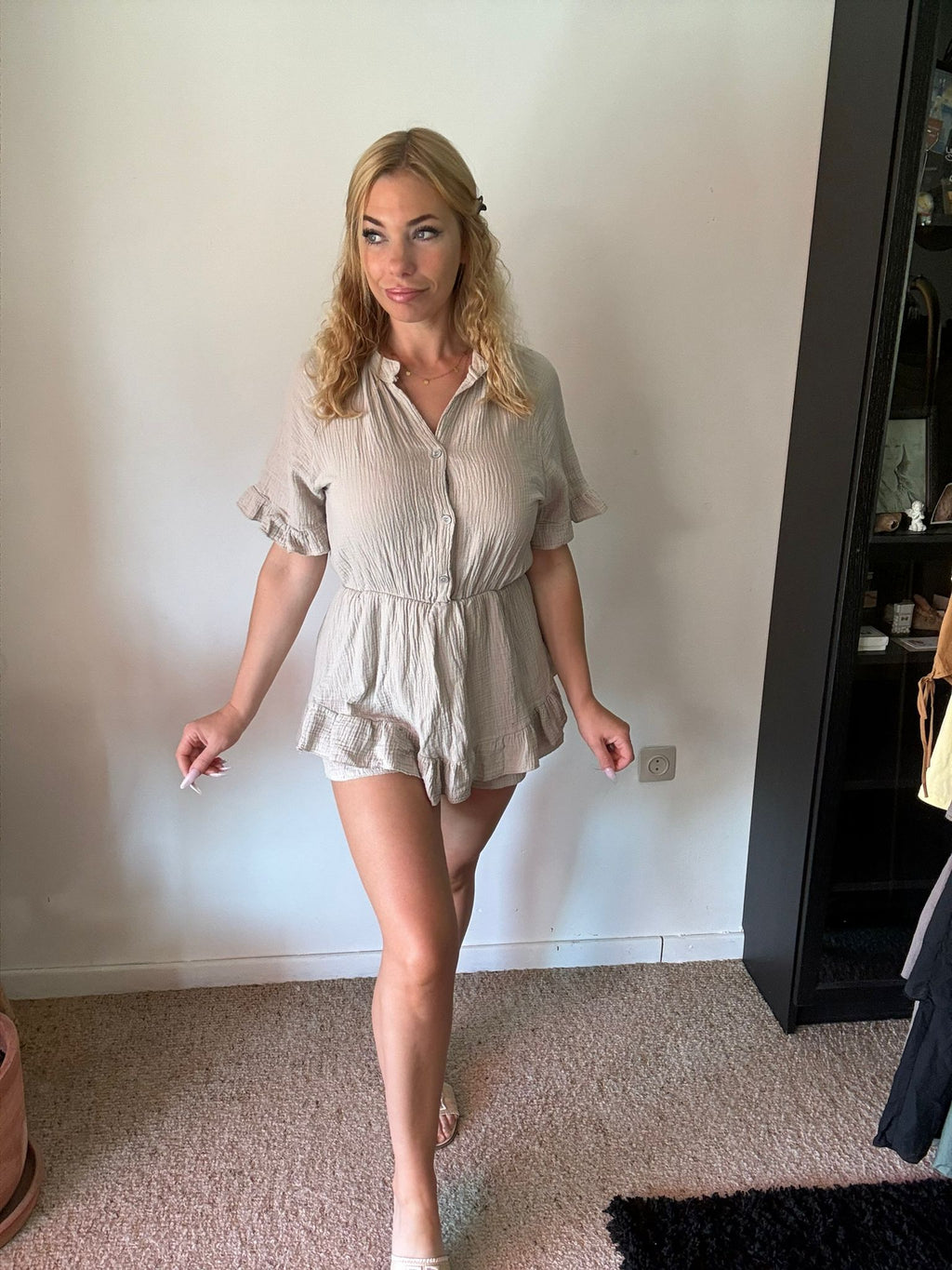 Taupe Playsuit voorkant