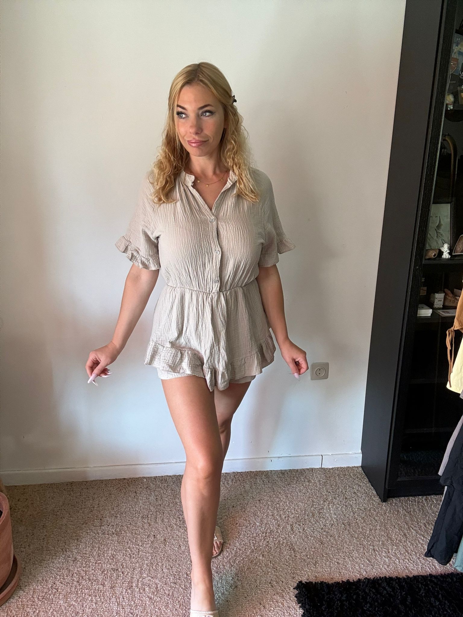Taupe Playsuit voorkant