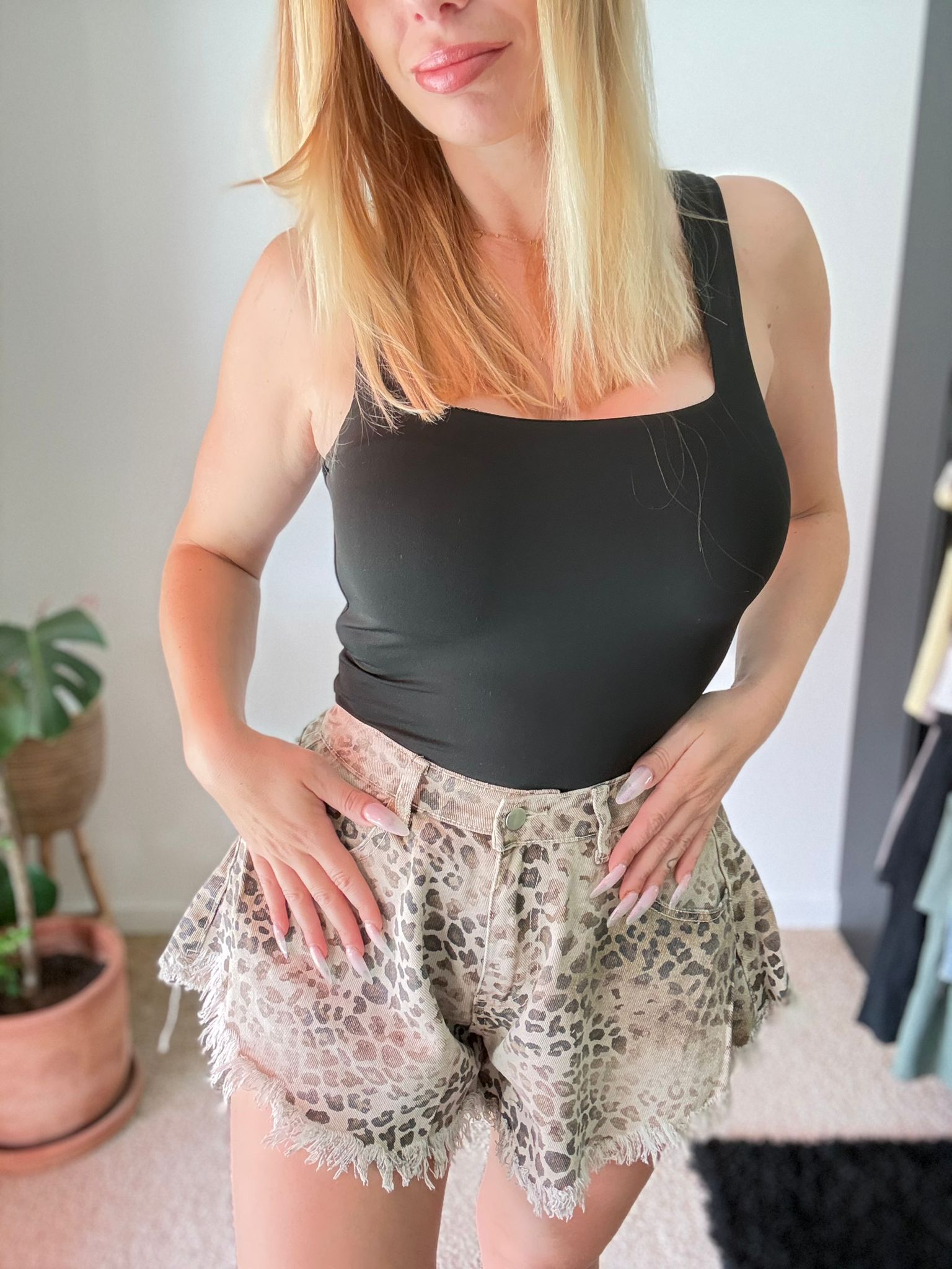 Leopard Denim Short close-up