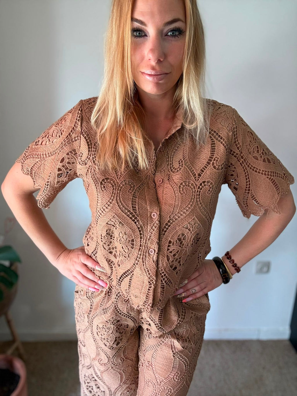 Camel Lace Matching Set - blouse detail