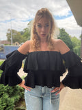 Black Off Shoulder Ruffle Top