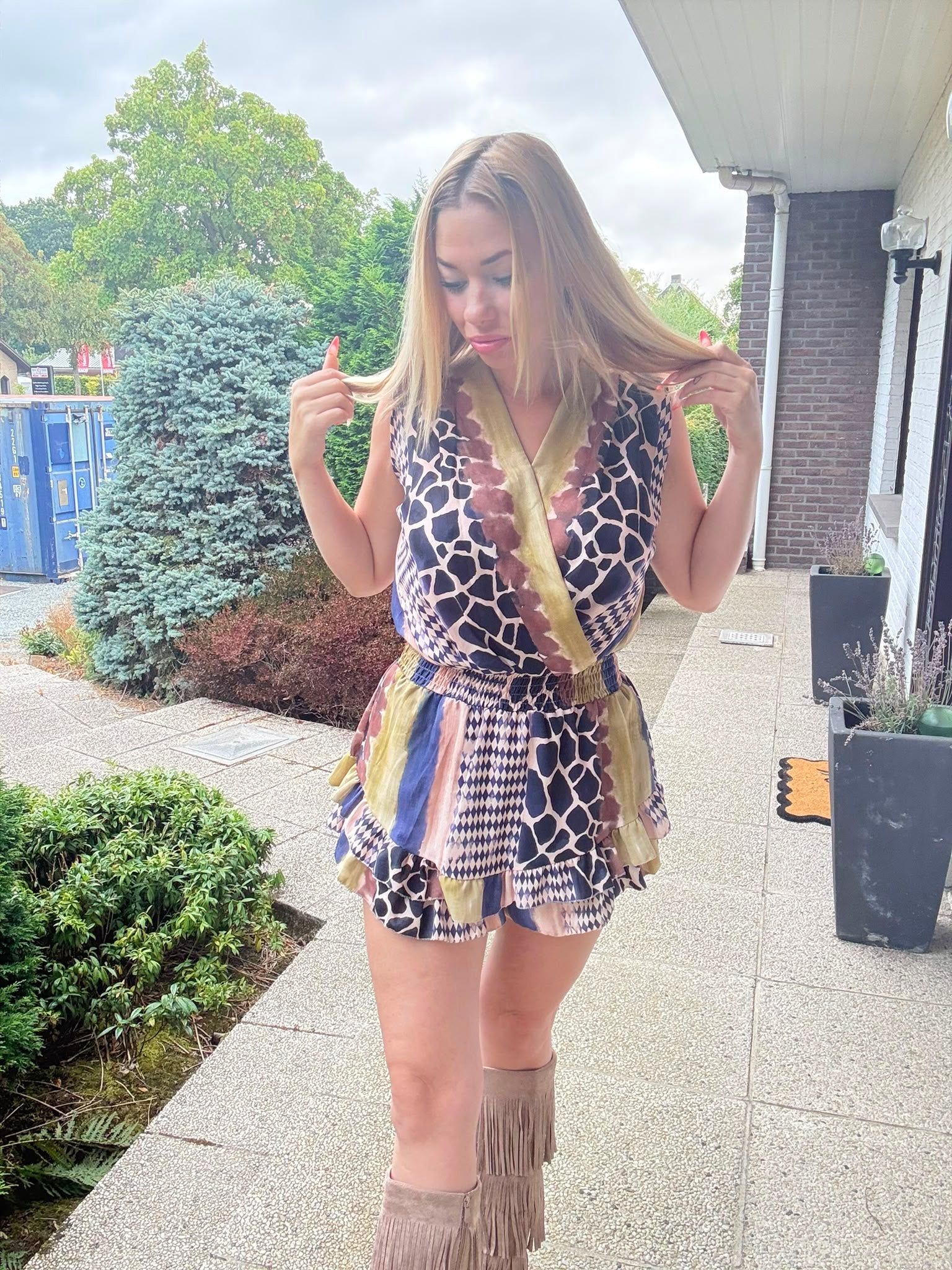 Mixed Print Playsuit voorkant