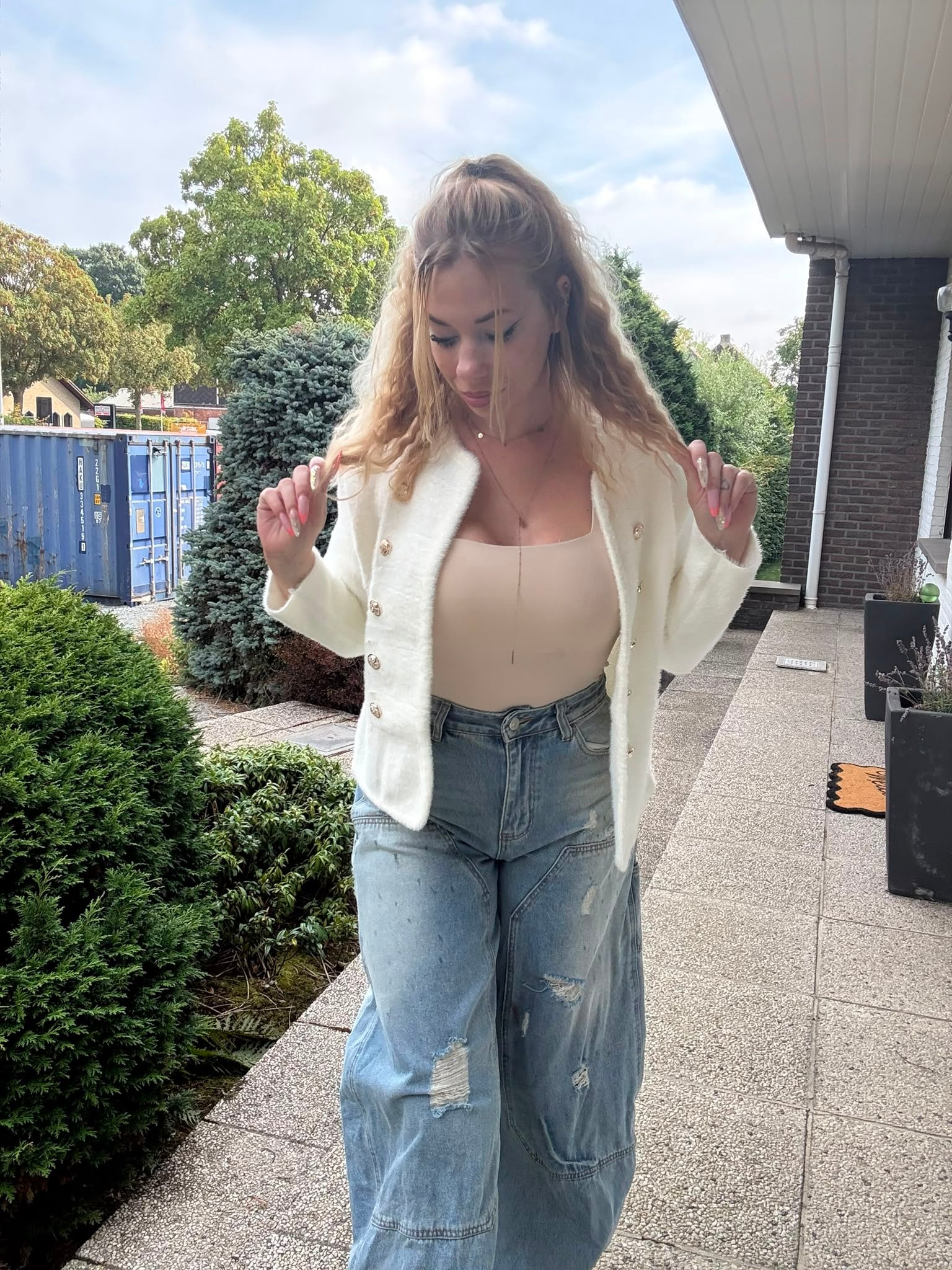 Demi Vestje Ecru - look 2
