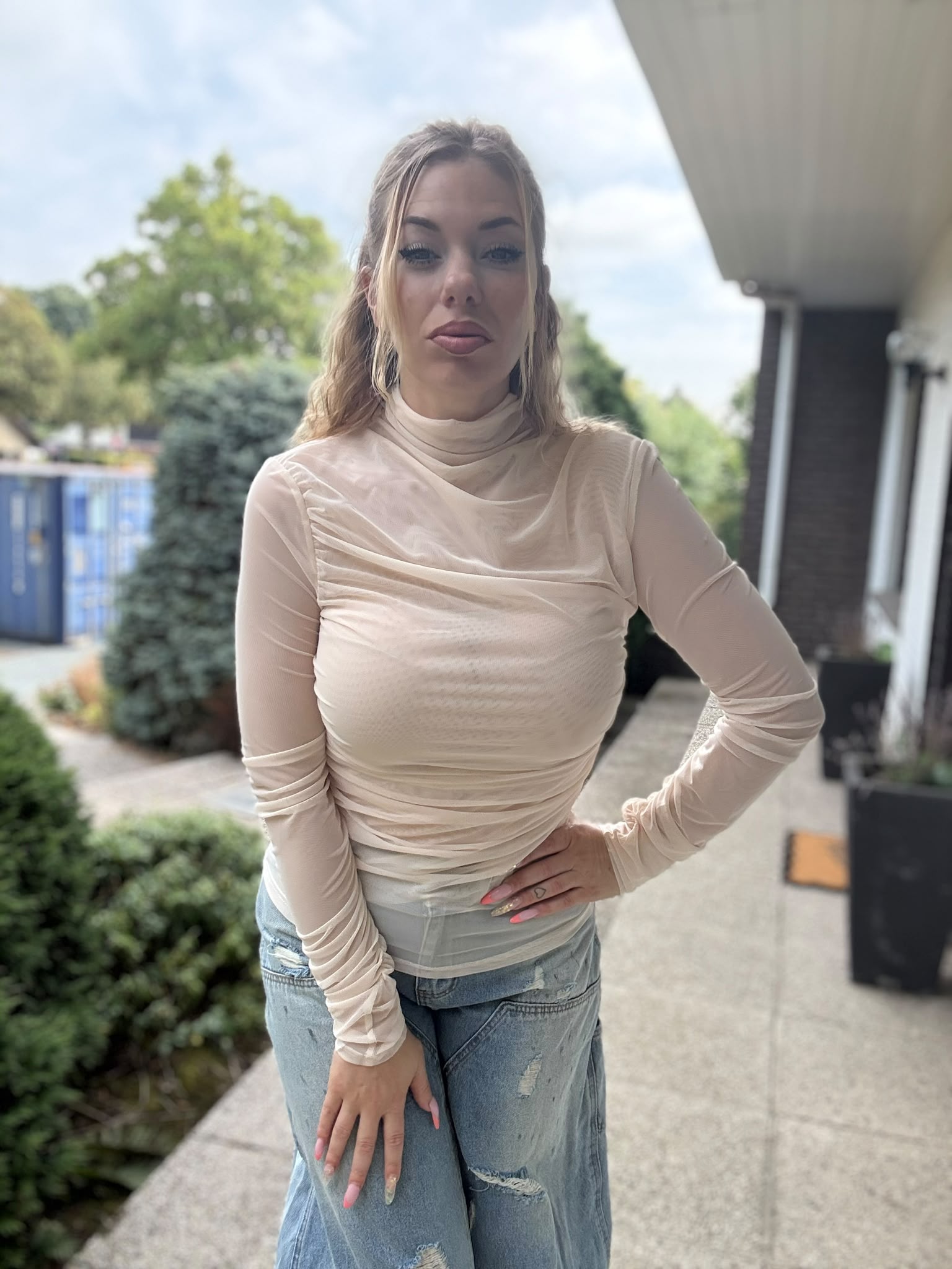 Elodie Top Beige - detail manchet