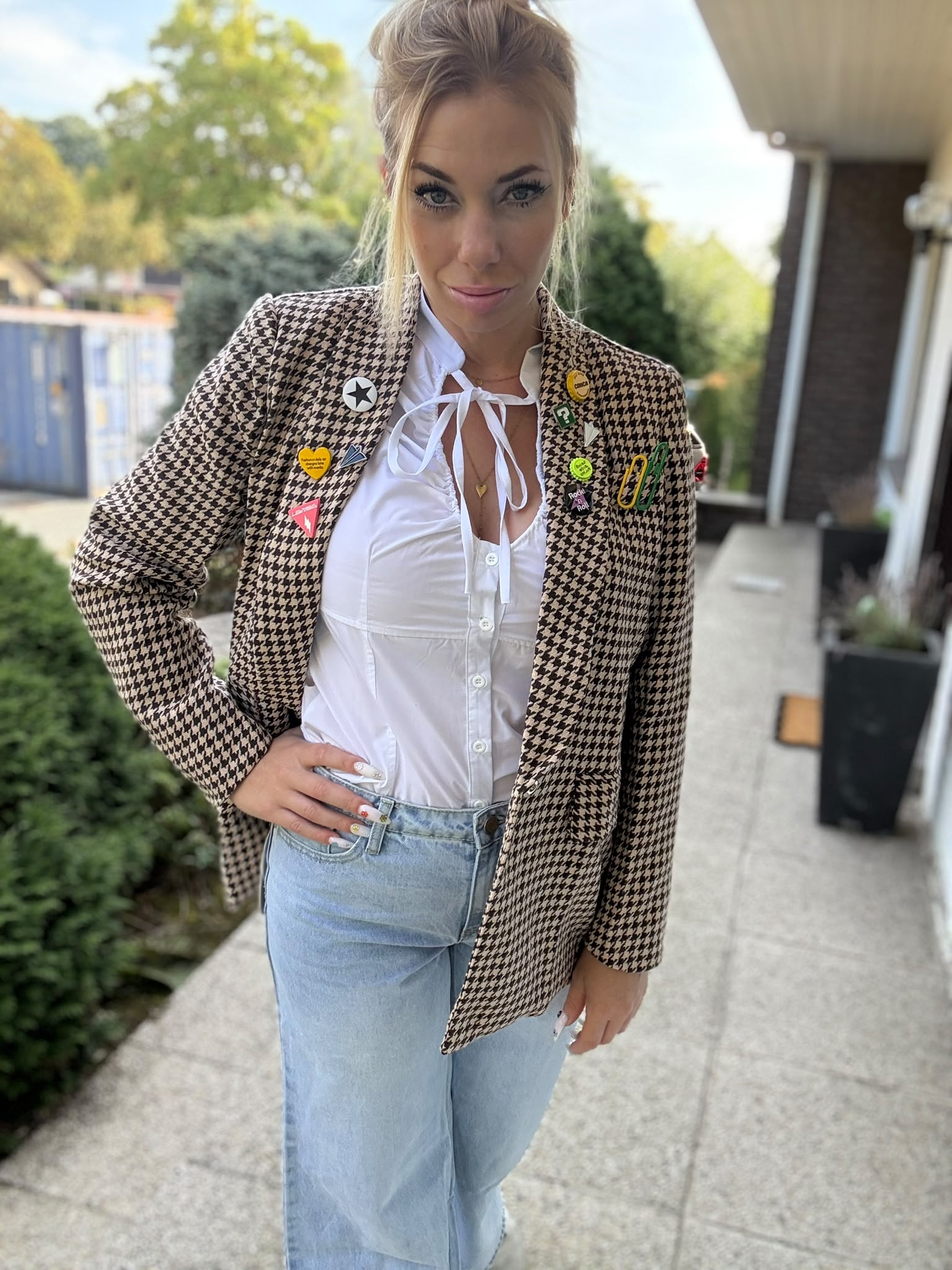 Pied-de-Poule Blazer zij