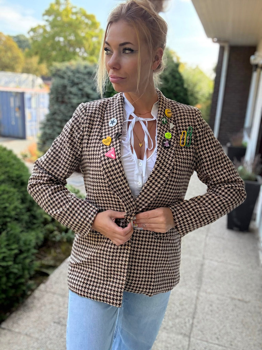 Pied-de-Poule Blazer open voering