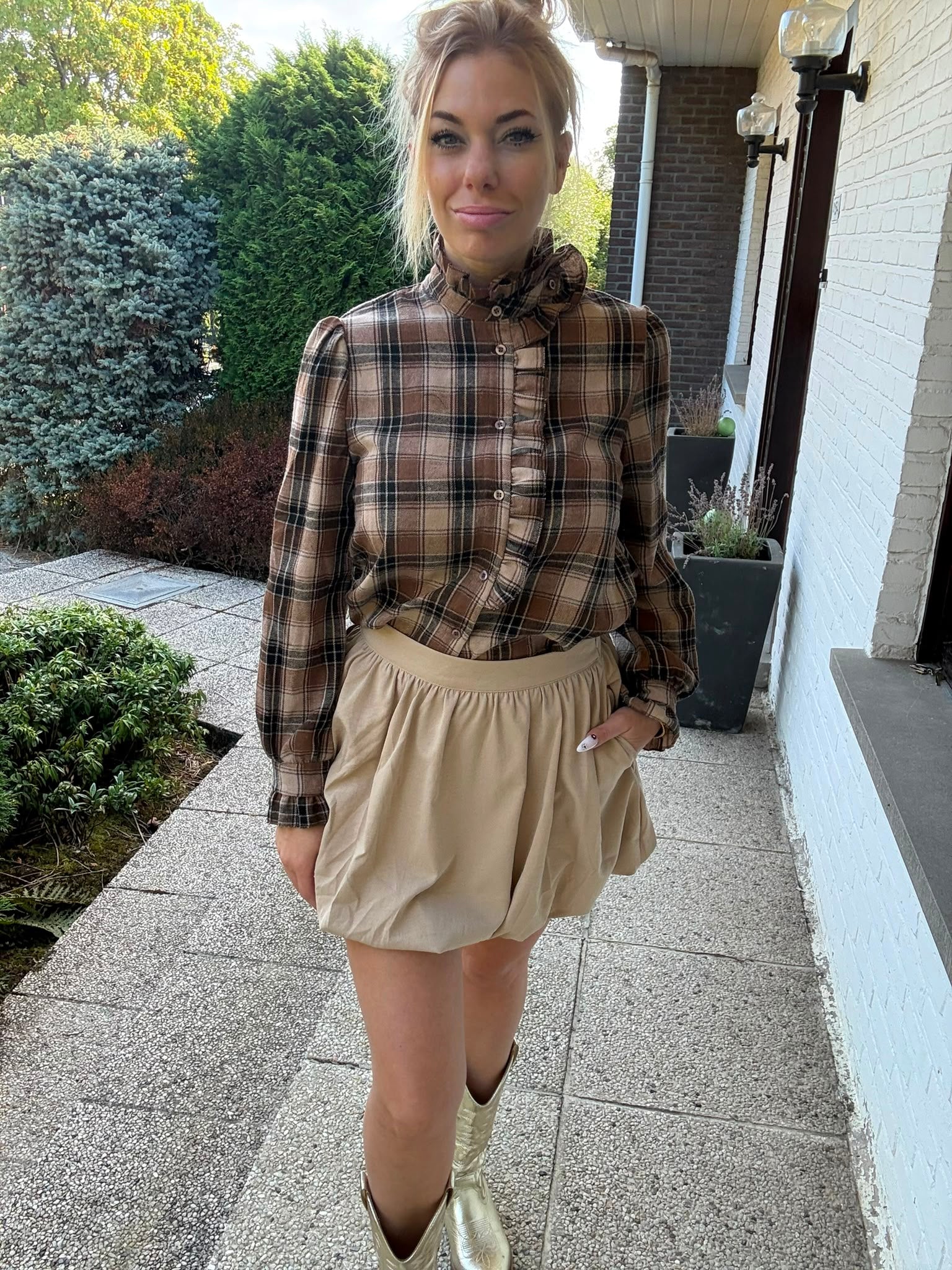 Beige Balloon Minirok zij