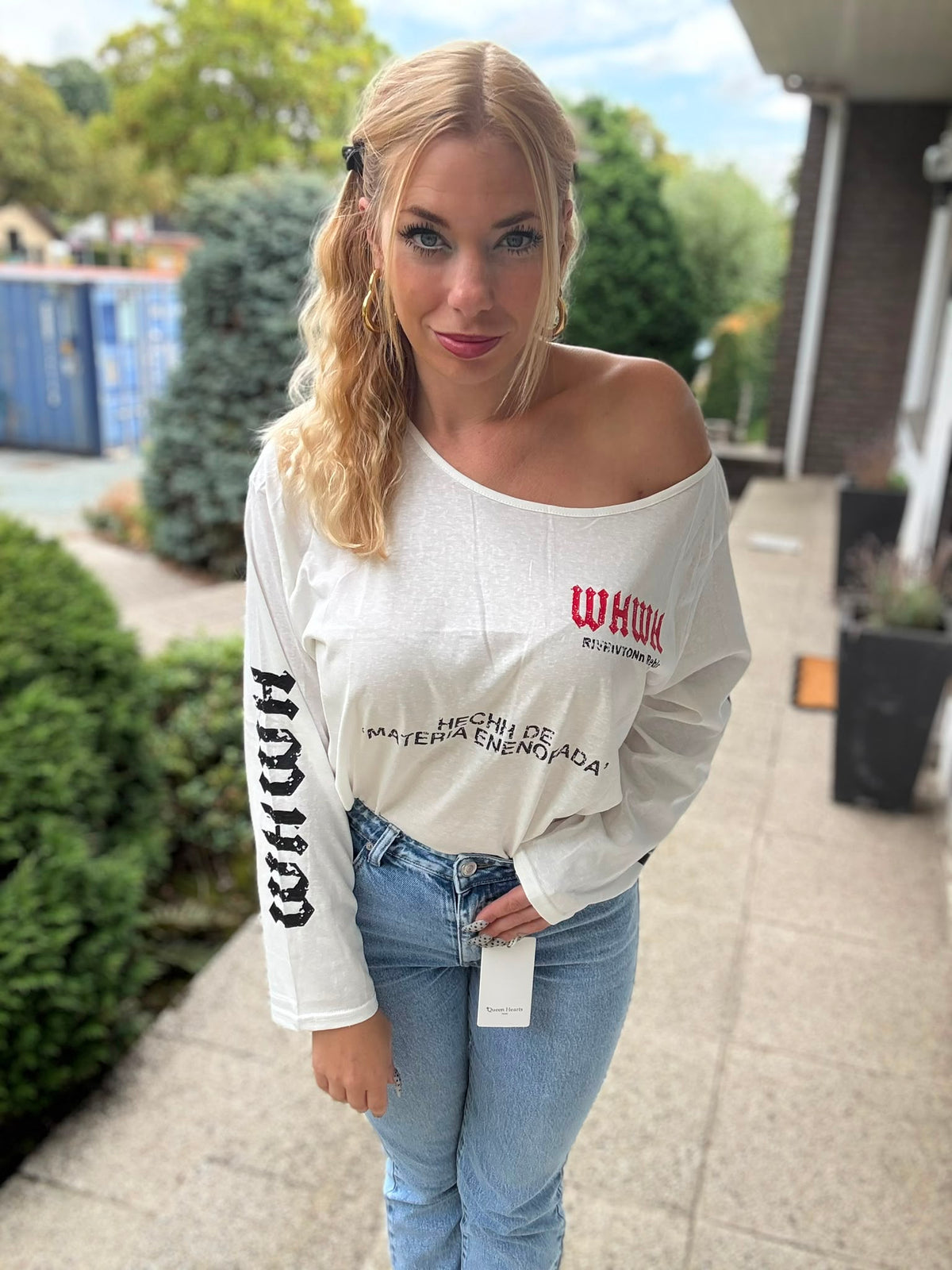 Off Shoulder Long Sleeve Top - voor 4