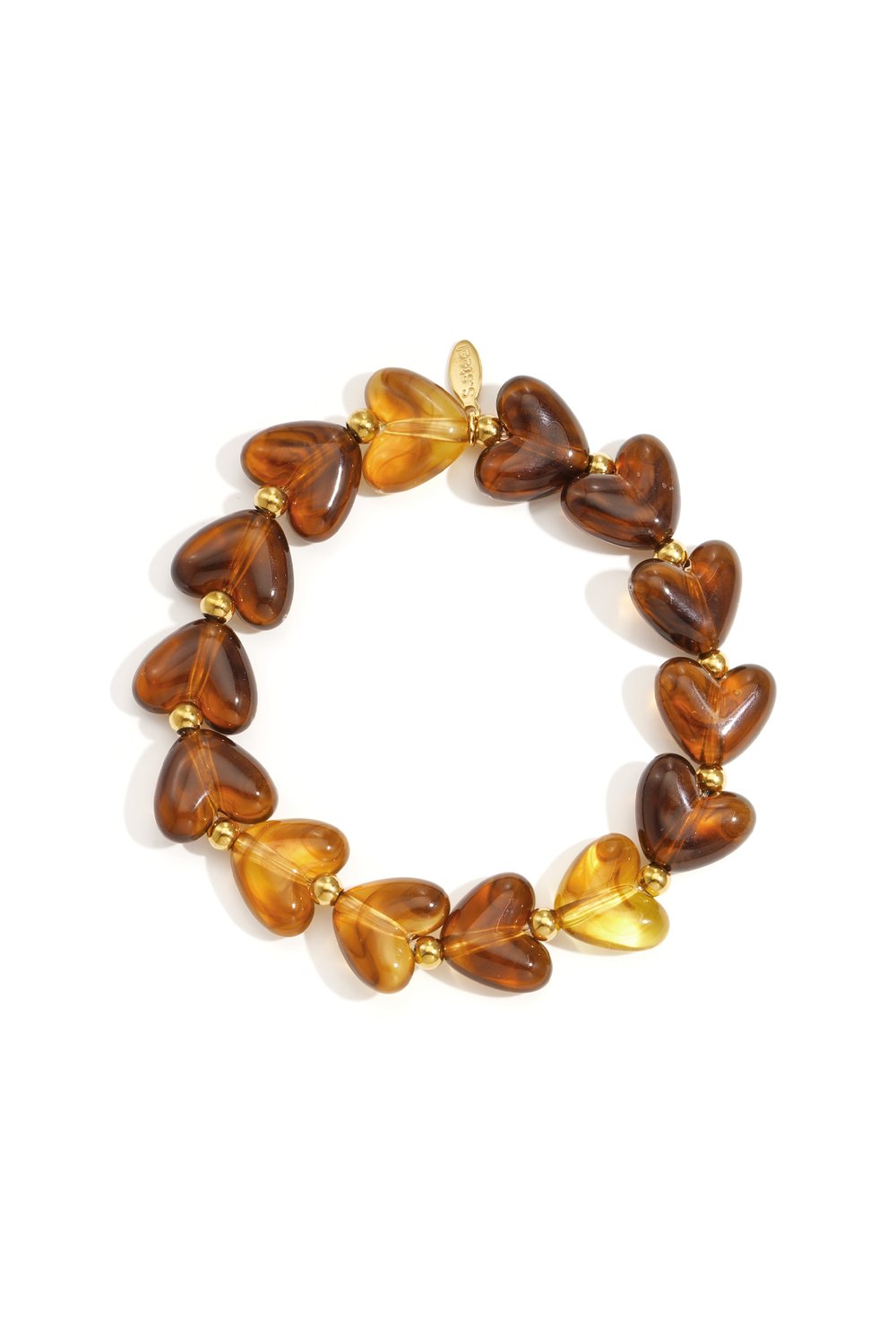 Amber Heart Beaded Bracelet