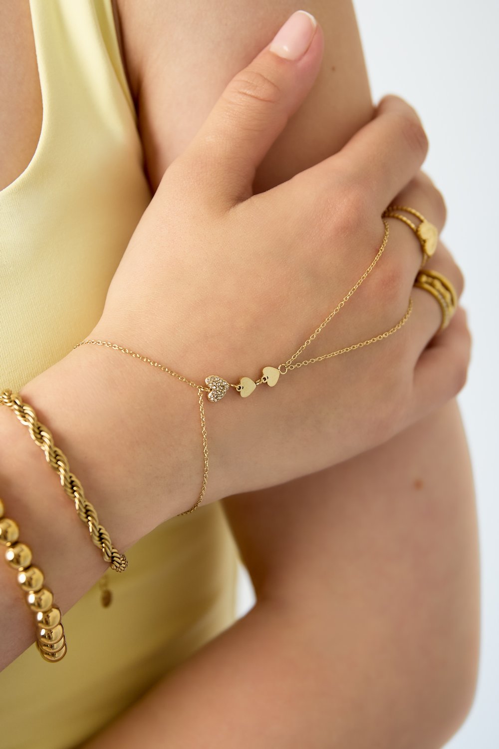 Gold Heart Hand Chain
