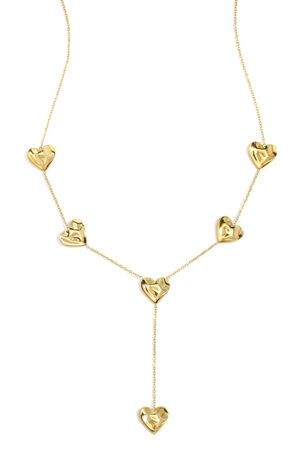 Gold Multi Heart Lariat Necklace