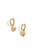 Gold Heart Charm Hoops