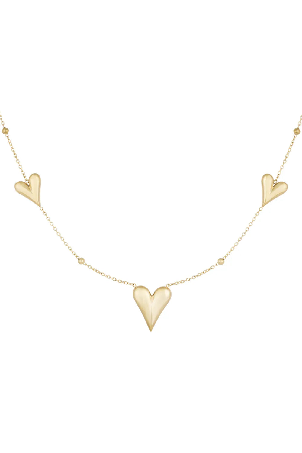 Triple Heart Necklace Gold