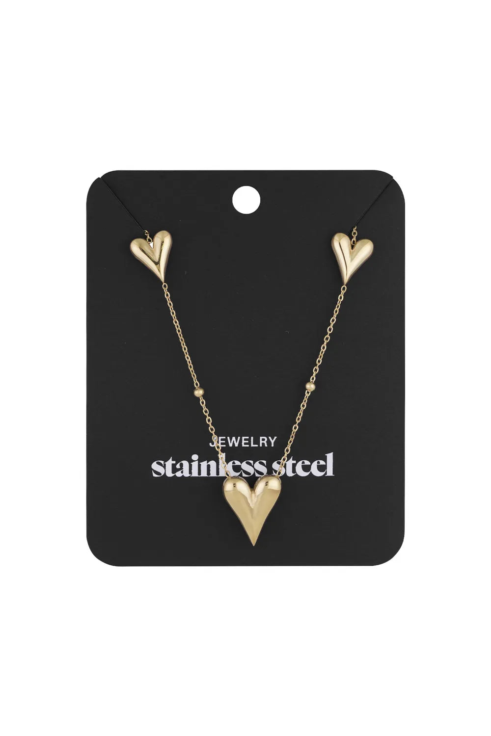 Triple Heart Necklace Gold
