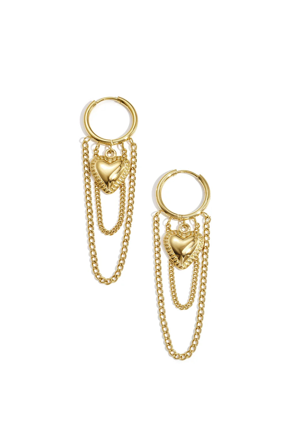 Gold Heart Chain Earrings