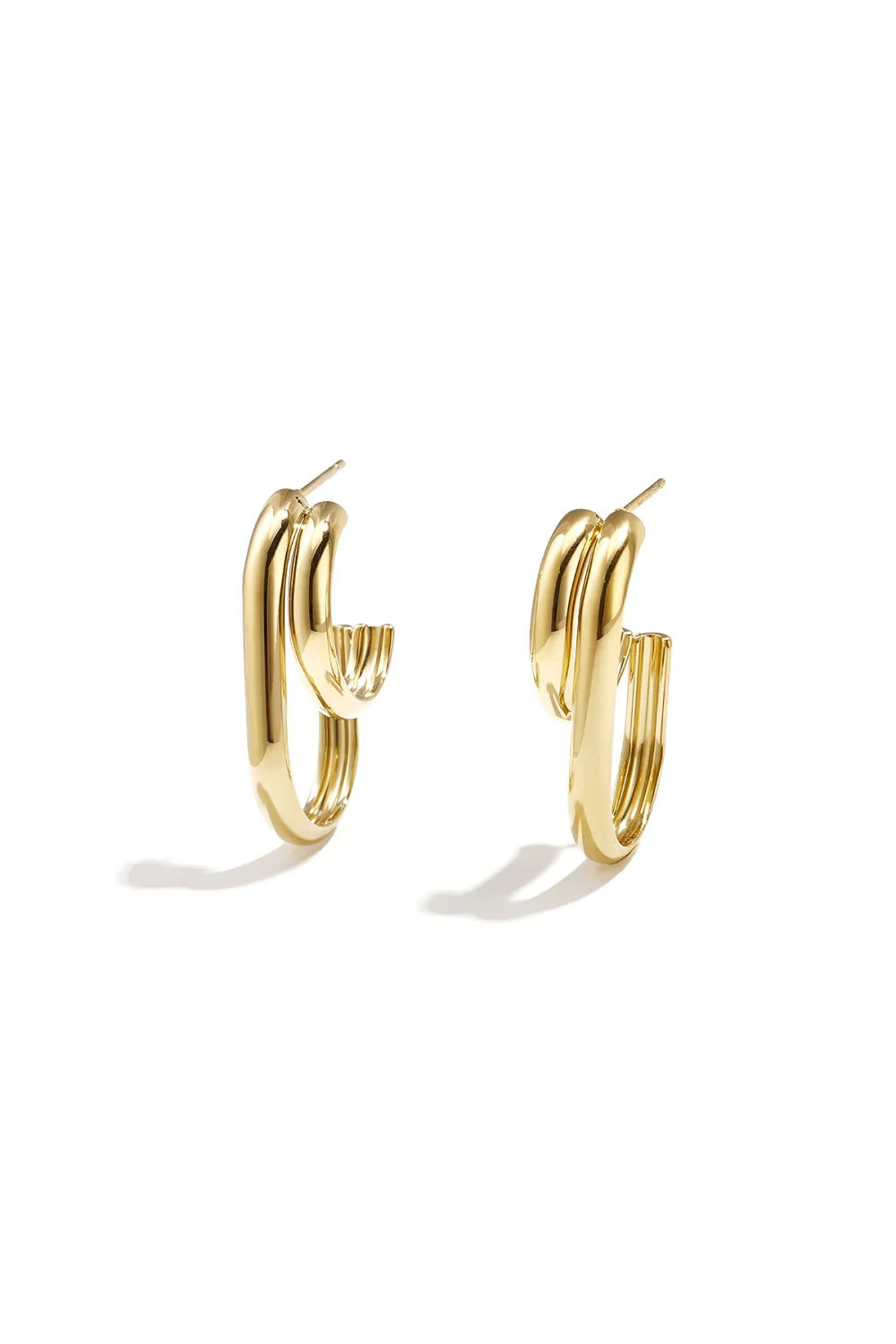 Double Gold Hoop Earrings productfoto wit